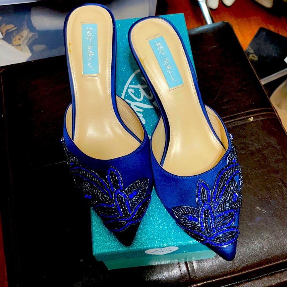 Beaded Satin Mules